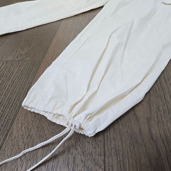 Good American Parachute Cargo Poplin Wide Jogger High Rise Pants in Cloud White - Picture 5 of 14